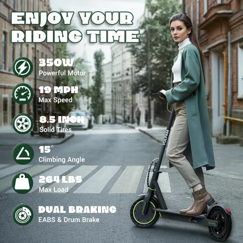 Miniatura 2 de Scooter eléctrico para adultos con neumático sólido de 8.5"/10", motor potente de 350 W/500 W y velocidad máxima de 19/22 MPH, alcance de 16/23 Gris