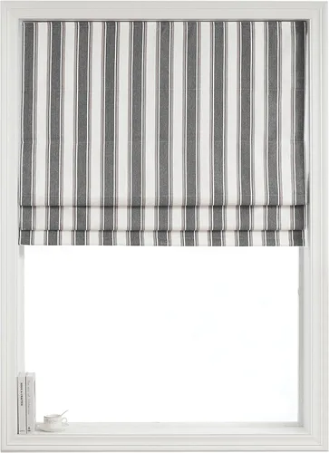 Miniatura 17 de Everyday Celebration Persianas romanas para ventanas, 100% opacas, sin cordones, rayas verticales, persianas de tela tejida, 26 pulgadas de ancho x