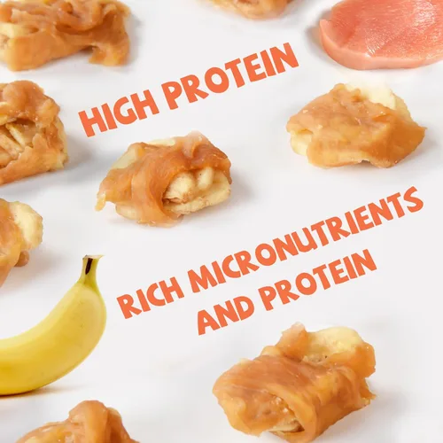 Miniatura 5 de Pawmate Dog Treats - Rebanadas de plátano envueltas en pollo con 1% de taurina, aperitivos de entrenamiento saludables ricos en fibra natural