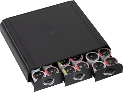 Miniatura 5 de Mind Reader Organizador de cápsulas de café de una sola porción con 3 cajones, capacidad de 36 cápsulas, 13.5 pulgadas de largo x 12.25 pulgadas