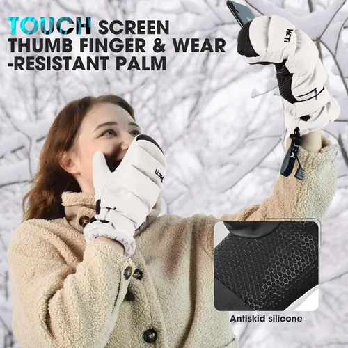 Miniatura 3 de MCTi Guantes de esquí para mujer, con pantalla táctil, impermeables, aislados, con cremallera oculta