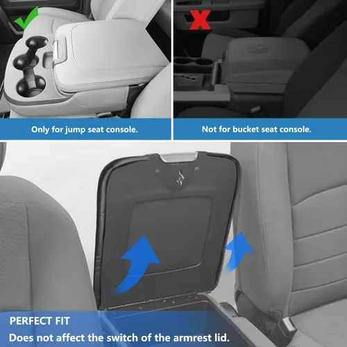 Miniatura 3 de Funda de repuesto para reposabrazos de consola central, adecuada para Dodge Ram 1500 2500 3500 2013-2018 con consola de asiento de salto, protector