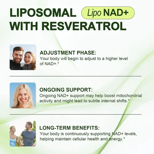 Miniatura 6 de Suplemento alternativo NMNH, resveratrol de ribósido de nicotinamida NAD, NAD liposomal + resveratrol, suministro de 30 días - Suplemento NAD