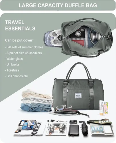 Miniatura 6 de Bolsa de lona de viaje, bolsas de fin de semana para mujeres y hombres, bolsa de transporte durante la noche, bolsa de hospital, bolsa de gimnasio
