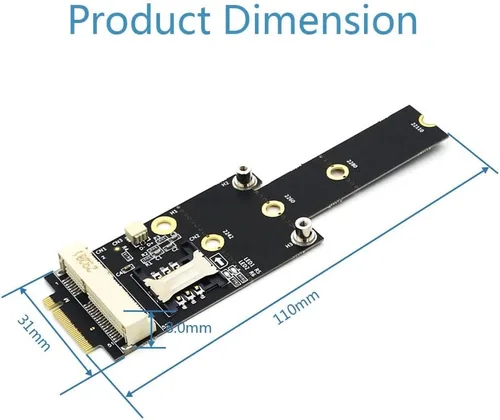 Miniatura 3 de HLT Mini PCI-E a M.2 (NGFF) Key M Adaptador con ranura para tarjeta SIM