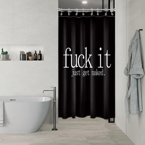 Miniatura 4 de LB Fuck It Get Naked - Cortina de ducha pequeña de 48 x 68 pulgadas, forro de cortina de ducha en blanco y negro, cortina de ducha estrecha