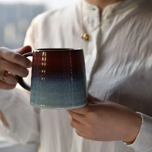 Miniatura 6 de Taza de café grande de cerámica, taza de té para oficina y hogar, tazas de café de cerámica hechas a mano, 16.5 onzas, aptas para lavavajillas