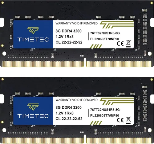 Timetec 16GB Kit (2x8GB) DDR4 3200MHz (o 2933MHz o 2666MHz) PC4-25600 No ECC Sin búfer 1.2V CL22 1Rx8 Rango único 260 pines SODIMM Módulo de memoria