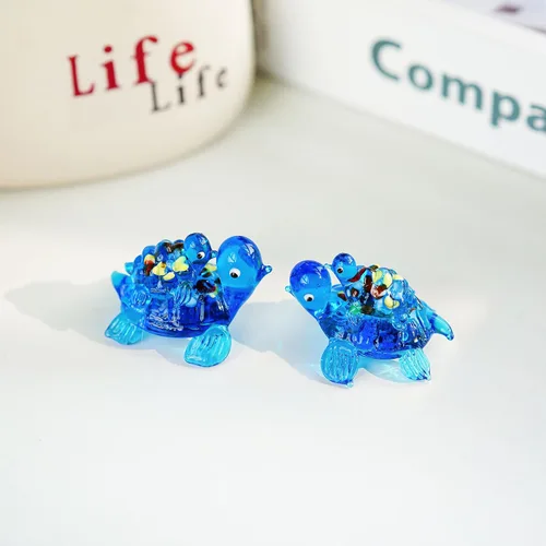 Miniatura 3 de HDCRYSTALGIFTS Figuras de tortuga marina de vidrio soplado de 2.5 pulgadas, regalo para mujeres, colección de animales marinos de vidrio hecho a