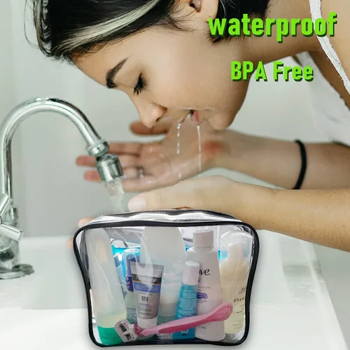 Miniatura 3 de Paquete de 4 bolsas de cosméticos transparentes para viajes, bolsa de maquillaje aprobada por la TSA, compatible con aerolíneas de aeropuerto