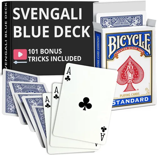 Miniatura 54 de Ted's Sterling Magic Precision Blue Rider Back Bicicleta Svengali Deck con instrucciones para más de 100 trucos (2 de clubes)