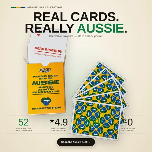 Miniatura 5 de Lingo Juego de cartas australianas 52 expresiones y frases australianas divertidas Divertido juego de cartas regalo para expatriados