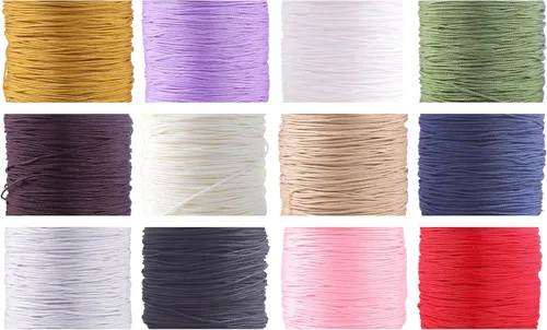 Miniatura 159 de KONMAY 1 rollo de cuerda de nailon para hacer pulseras de 150 yardas, trenzado de nailon Shamballa Macramé/cordón de cuentas de 0.4mm, cordón