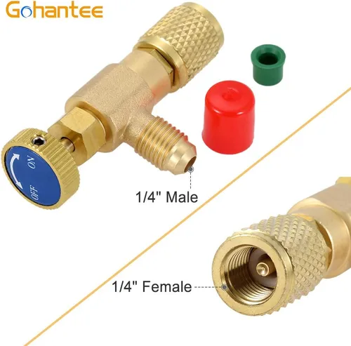 Miniatura 2 de R12 R22 Válvula de carga de refrigerante, 1/4 "macho a 1/4 "hembra adaptador de seguridad válvula de bola de control de flujo para colector de aire