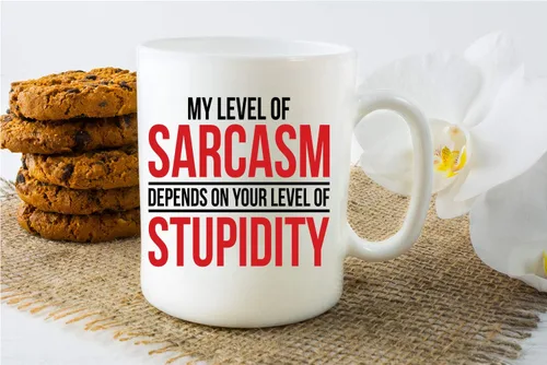 Miniatura 5 de CBTwear My Level Of Sarcasm Depends on Funny Sarcasm Depends on Funny Sarcástico de cerámica, decoración de escritorio inspiradora para la oficina