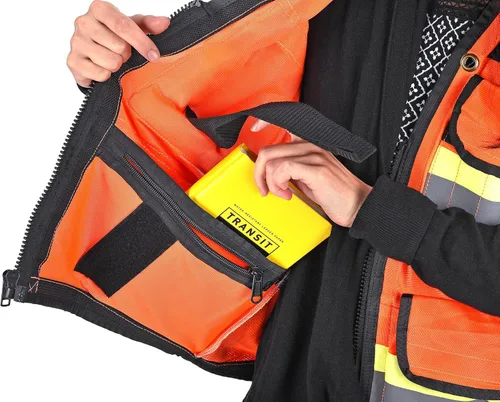 Miniatura 8 de AdirPro - Chaleco de seguridad para agrimensor con bolsillos - Chaleco reflectante de alta visibilidad para construcción Naranja