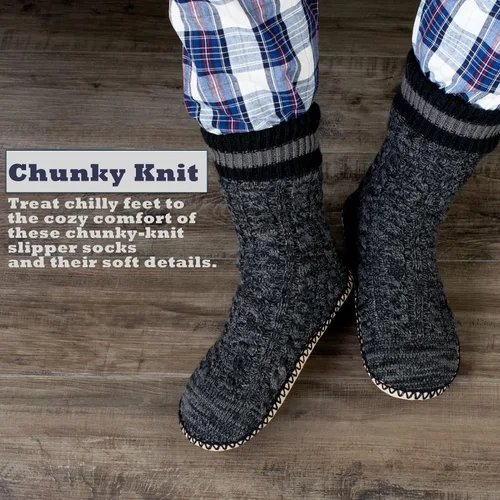 Miniatura 2 de Cozylook Calcetines tipo pantufla para hombre, con forro polar, suela antideslizante, para invierno, suaves, gruesas, acogedoras, cálidas, peludas