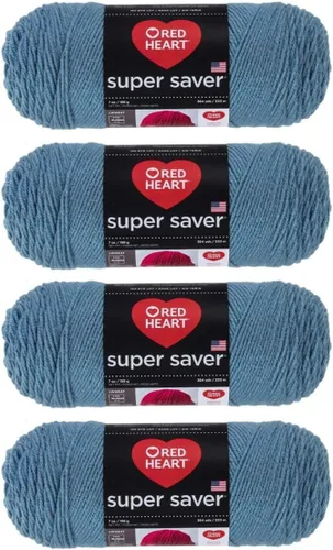 Bulk Buy - Red Heart Super Saver Country Blue - Paquete de 4 hilos de 6.98 oz/7 onzas, acrílico, 4 medianos (peinado), 364 yardas, tejido/ganchillo