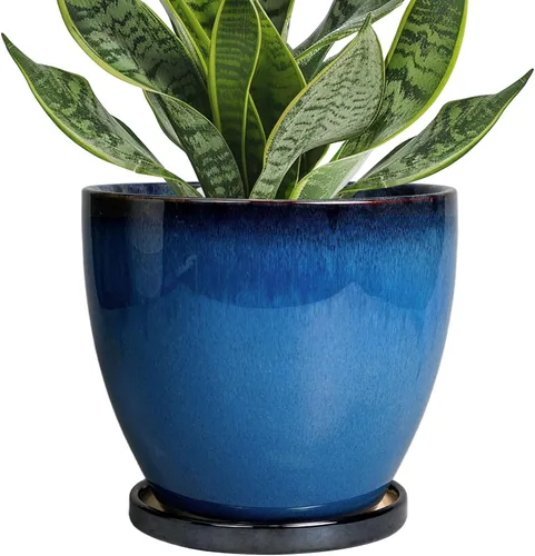 Miniatura 18 de Maceta para Plantas de 6.8 Pulgadas - Maceta de Cerámica con Orificio de Drenaje y Platillo, Maceta Redonda Moderna para Flores, Macetas