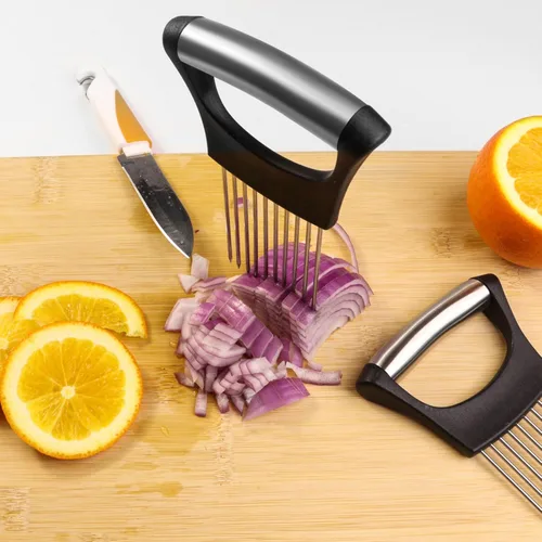 Miniatura 4 de Soporte para rebanar cebolla, rebanador de cebolla de acero inoxidable para rebanar cebollas, papas, tomates, aguacates, huevos y verduras