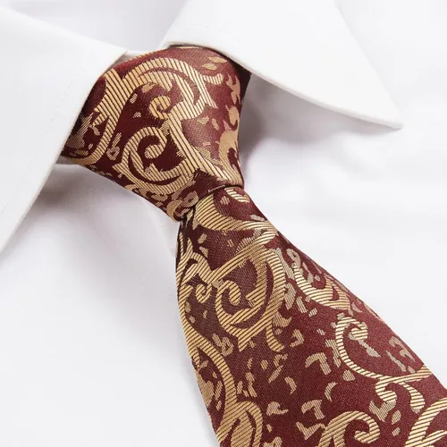 Miniatura 253 de HISDERN Corbatas para hombre, corbata de cachemira y bolsillo cuadrado tejido clásico floral para hombre, corbata de fiesta de boda