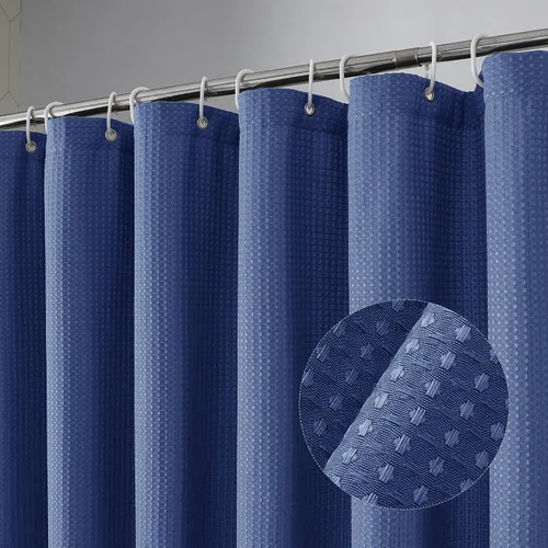 Miniatura 9 de OVZME Juego de cortina de ducha de tela para cabina - 36x72, tejido de gofre 230GSM, cortinas de ducha pequeñas para cabina estrecha, cortina