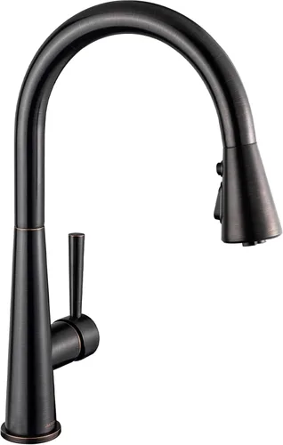 Miniatura 13 de Lava Odoro - Grifo de cocina con rociador extraíble, grifo de fregadero de cocina negro mate y dorado cepillado, grifo negro y latón para fregadero