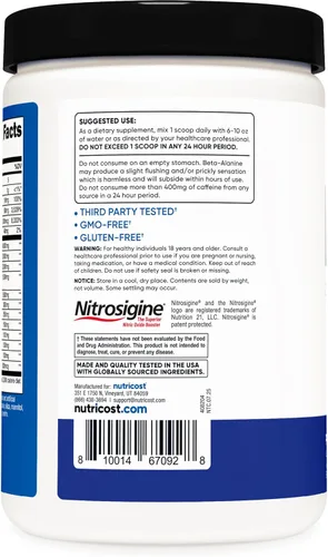 Miniatura 4 de Nutricost Pre-X Xtreme - Complejo de polvo para pre-entrenamiento, frambuesa azul, 30 porciones, vegetariano, sin OMG y sin gluten