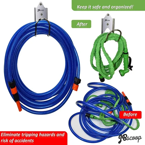 Miniatura 4 de JBscoop Soporte para Manguera de Jardín, Colgador de Manguera de Jardín Montaje en Pared para Manguera de Agua, Cables de Extensión, Manguera