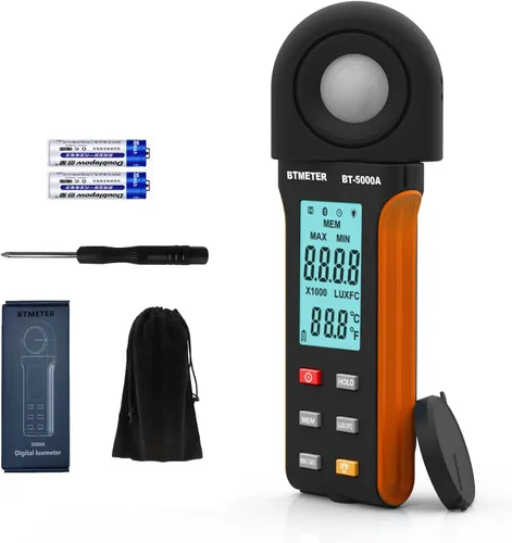 BTMETER Light Lux Meter Logger BT-5000A, probador digital de lúmenes de medición de nivel de iluminación Intensidad 0.1 ~ 400.000 Lux(0.1 ~ 40.000