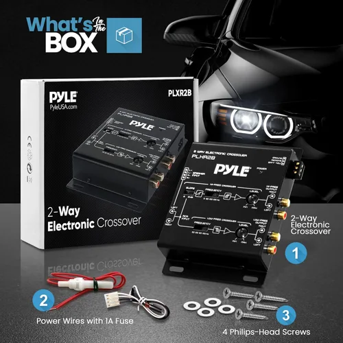Miniatura 2 de Pyle Red Electrónica de Audio para Automóvil de Cruce de 2 Vías - Pendiente de Octava de Paso Alto/Paso Bajo 6dB/18dB - Indicador LED de Encendido