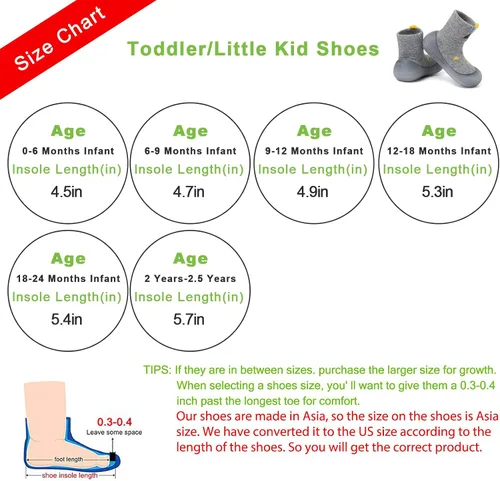 Miniatura 2 de Zapatos de calcetín para bebé, suela de goma suave, antideslizante, para interiores, para bebés, niños y niñas, zapatos de entrenamiento