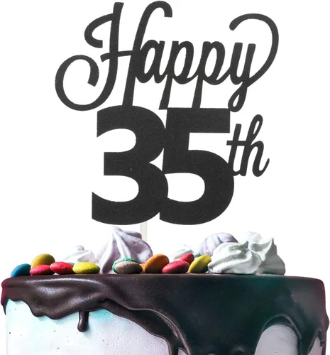 Miniatura 15 de LINGTEER - Decoración para pastel con texto "Happy Birthday 100", color negro