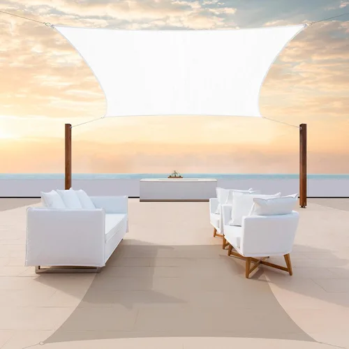 Colourtree Toldo rectangular de tela de 10 x 16 pies, color blanco, permeable al agua y bloqueo UV UPF50, resistente, para patio al aire libre