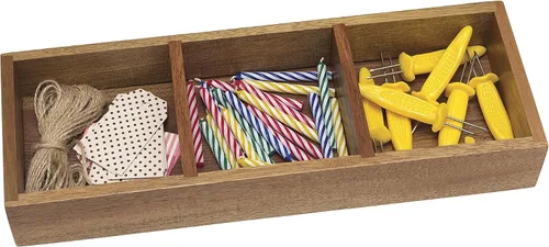 Miniatura 2 de Lipper International Bandeja organizadora de cajones y escritorio de madera de acacia para suministros de oficina o artículos del hogar y cocina, 3
