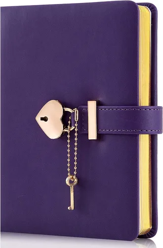 Miniatura 8 de Diario con cerradura en forma de corazón con llave, cubierta de cuero sintético, organizador personal, cuaderno secreto para niñas y mujeres