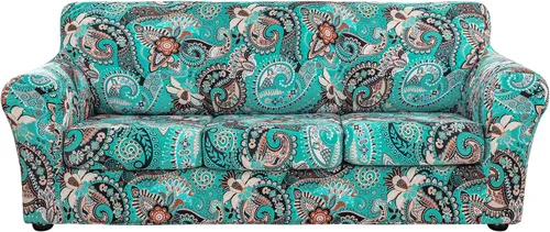 Lamberia Funda de Sofá Estampada para Sofá de 3 Cojines, Fundas de Sofá de Alta Elasticidad de 4 Piezas con Tres Fundas de Cojín Separadas con Parte