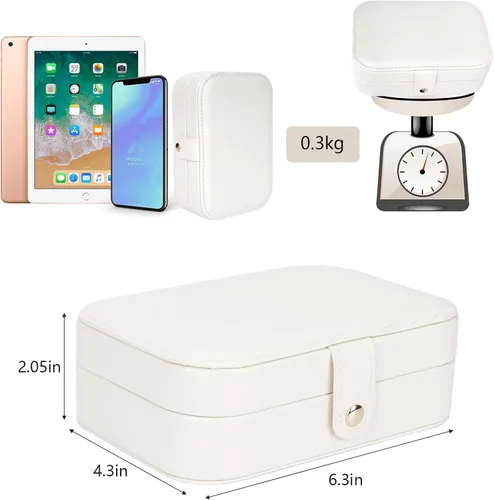 Miniatura 4 de Joyero de viaje, organizador de joyas para niñas, caja de almacenamiento pequeña de joyería para collares, anillos y aretes, joyero para niñas