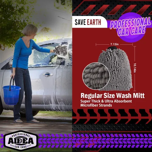 Miniatura 2 de AIDEA Manopla de Lavado de Coche de Microfibra-2PK, Sin Rayones y Sin Pelusas, Manopla de Lavado de Microfibra Chenille Premium-Azul Tamaño Regular