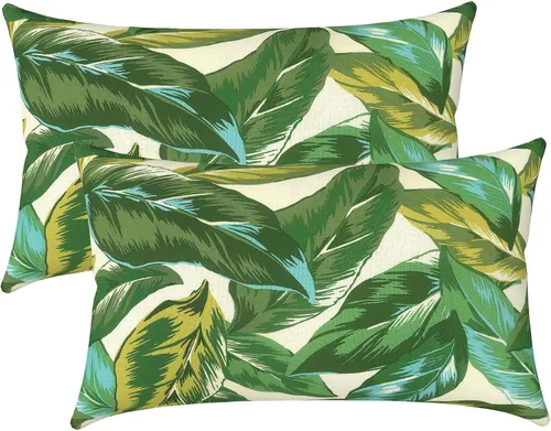 Miniatura 59 de LVTXIII Juego de 2 almohadas lumbares para patio, 12 x 20 pulgadas, resistentes a la decoloración, para exteriores con interiores, cojines lumbares