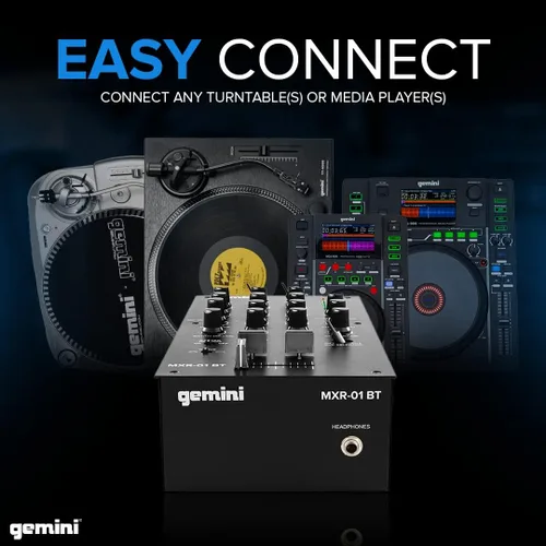 Miniatura 7 de Gemini - Mezclador de DJ de 2 canales con Bluetooth, ecualizador de micrófono, control de curva Crossfader, construcción de metal resistente