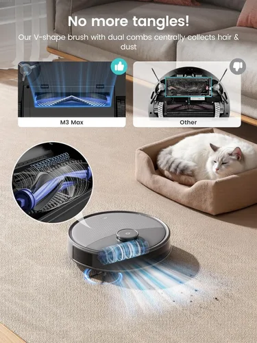 Miniatura 5 de Lefant LiDAR Robot aspiradora y trapeador, succión de 20000 Pa, 90 días de autovaciado, prevención de obstáculos, lavado y secado automático