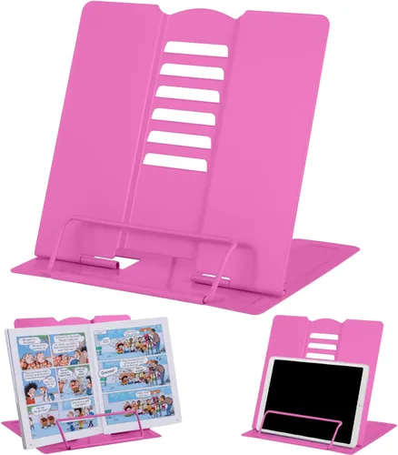 Miniatura 20 de MSDADA - Soporte de libros de escritorio, soporte de libros de lectura, de metal, ajustable, para libros de cocina, documentos, portátil