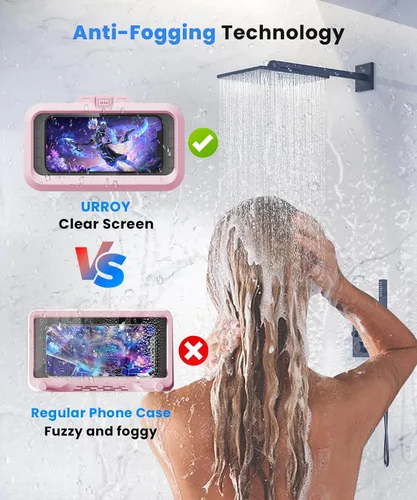 Miniatura 3 de URROY Soporte para Teléfono de Ducha Impermeable Funda para Teléfono de Ducha de Apertura con Un Toque Antivaho y Pantalla Táctil Sensible Soporte
