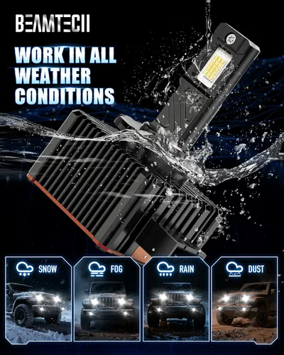 Miniatura 6 de BEAMTECH Bombilla D1S/D1R, 28000 lúmenes, 80 W, 6500 K, color blanco, Plug and Play, con ventilador de refrigeración, bombilla antiniebla ATV/UTV