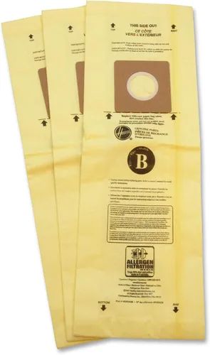 Hoover Bolsas de aspiradora para aspiradoras verticales, paquete de 3, multicolor, filtración de alérgenos tipo B, parte # 4010103B, repuesto de