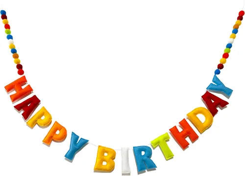 Miniatura 11 de Cartel de feliz cumpleaños pre-encordado – Guirnalda de bola de fieltro, decoraciones de fiesta temática blanca, guirnalda de feliz cumpleaños