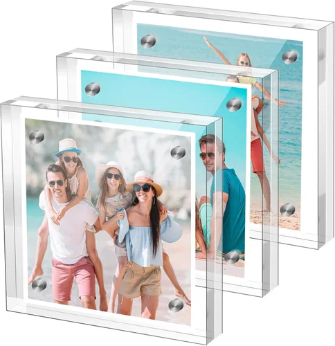 Miniatura 10 de Marco de Fotos de Acrílico de 5×7 Pulgadas, Marco de Fotos Magnético Transparente para Boda, Marco de Fotos Doble Cara Sin Marco para Escritorio