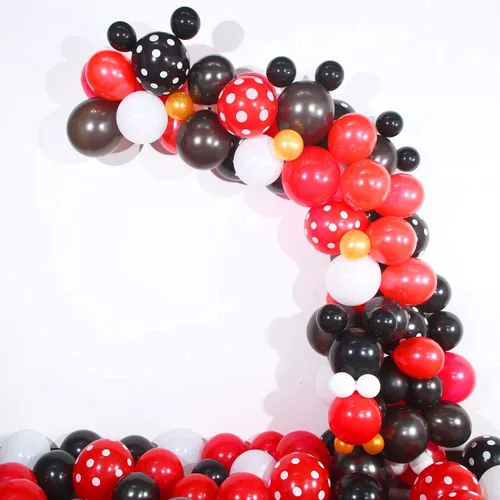 Miniatura 7 de 60 globos de lunares rojos y negros de mariquita, globos de punto ondulado, suministros de decoración de cumpleaños, boda, fiesta, juguetes