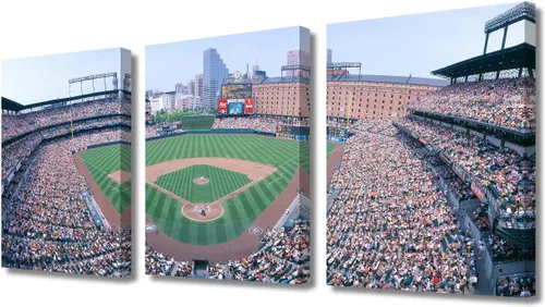 Miniatura 53 de TUMOVO American Sports - Decoración de pared Wrigley Stadium, 3 piezas, arte de pared de estadio de béisbol, cuadros para decoración del hogar